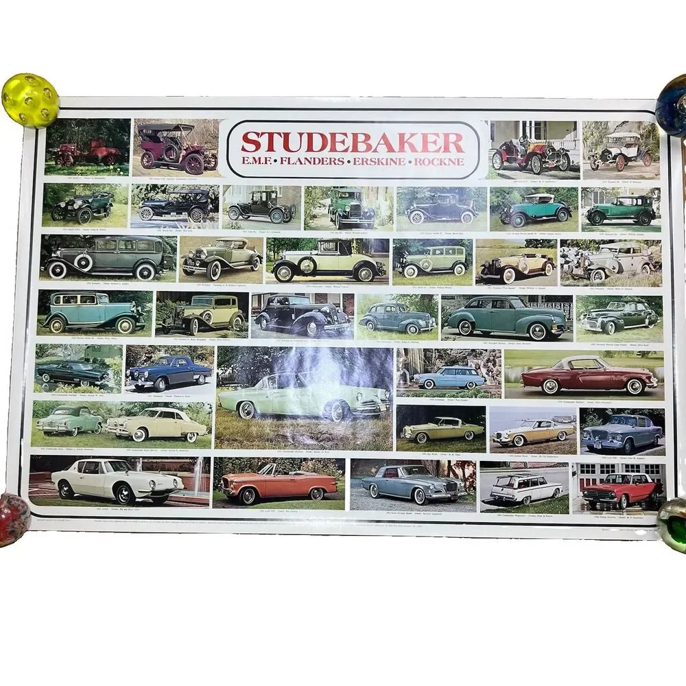 STUDEBAKER CARS 1904-1966 Vintage Original 1974 25x38 Wall POSTER Excellent